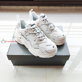 Balenciaga Triple S All Over Logo Sneaker White 