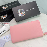 Prada Large Zipper Wallet In Leather Pink 1ML506 20x10cm - 6