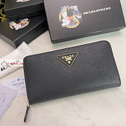 Prada Large Zipper Wallet In Leather Black 1ML506 20x10cm - 1