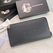 Prada Large Zipper Wallet In Leather Black 1ML506 20x10cm - 6