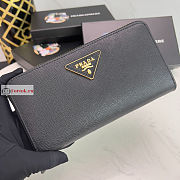 Prada Large Zipper Wallet In Leather Black 1ML506 20x10cm - 5