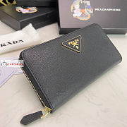 Prada Large Zipper Wallet In Leather Black 1ML506 20x10cm - 4