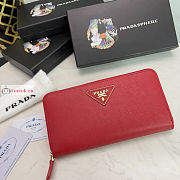 Prada Large Zipper Wallet In Leather Red 1ML506 20x10cm - 1