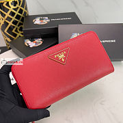 Prada Large Zipper Wallet In Leather Red 1ML506 20x10cm - 5