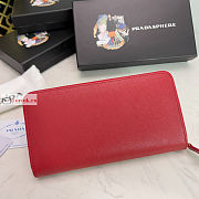 Prada Large Zipper Wallet In Leather Red 1ML506 20x10cm - 3