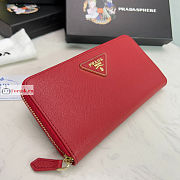 Prada Large Zipper Wallet In Leather Red 1ML506 20x10cm - 4