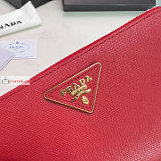 Prada Large Zipper Wallet In Leather Red 1ML506 20x10cm - 2