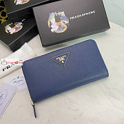 Prada Large Zipper Wallet In Leather Dark Blue 1ML506 20x10cm - 1