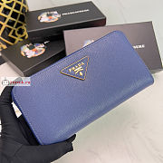 Prada Large Zipper Wallet In Leather Dark Blue 1ML506 20x10cm - 6