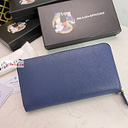 Prada Large Zipper Wallet In Leather Dark Blue 1ML506 20x10cm - 4
