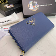 Prada Large Zipper Wallet In Leather Dark Blue 1ML506 20x10cm - 2