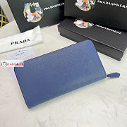 Prada Large Zipper Wallet With Logo Lettering In Leather Dark Blue 1ML506 20x10cm - 6