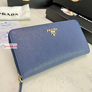 Prada Large Zipper Wallet With Logo Lettering In Leather Dark Blue 1ML506 20x10cm - 5