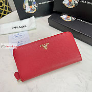 Prada Large Zipper Wallet With Logo Lettering In Leather Red 1ML506 20x10cm - 1