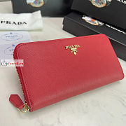 Prada Large Zipper Wallet With Logo Lettering In Leather Red 1ML506 20x10cm - 5