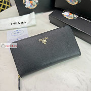 Prada Large Zipper Wallet With Logo Lettering In Leather Black 1ML506 20x10cm - 1