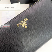 Prada Large Zipper Wallet With Logo Lettering In Leather Black 1ML506 20x10cm - 4