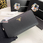 Prada Large Zipper Wallet With Logo Lettering In Leather Black 1ML506 20x10cm - 3