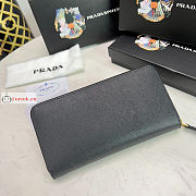 Prada Large Zipper Wallet With Logo Lettering In Leather Black 1ML506 20x10cm - 2