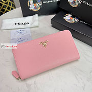 Prada Large Zipper Wallet With Logo Lettering In Leather Pink 1ML506 20x10cm - 1