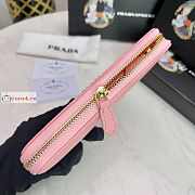 Prada Large Zipper Wallet With Logo Lettering In Leather Pink 1ML506 20x10cm - 6