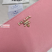 Prada Large Zipper Wallet With Logo Lettering In Leather Pink 1ML506 20x10cm - 5