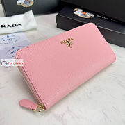 Prada Large Zipper Wallet With Logo Lettering In Leather Pink 1ML506 20x10cm - 3