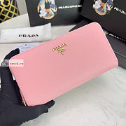 Prada Large Zipper Wallet With Logo Lettering In Leather Pink 1ML506 20x10cm - 2