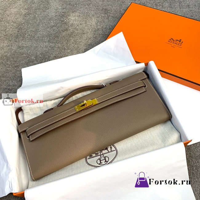 Hermes Kelly Cut Clutch Epsom Leather Mocha 31x13x2.5cm - 1