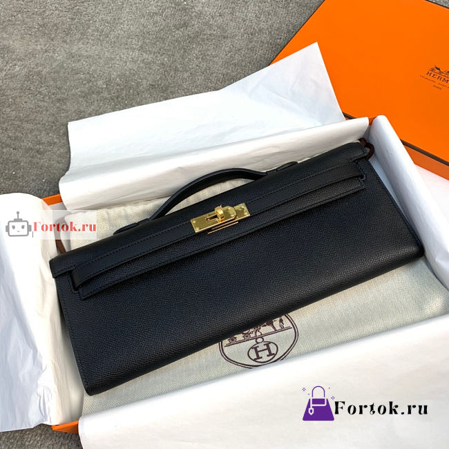 Hermes Kelly Cut Clutch Epsom Leather Black 31x13x2.5cm - 1