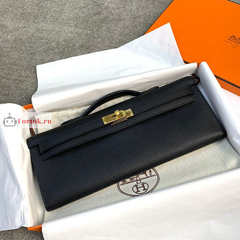 Hermes Kelly Cut Clutch Epsom Leather Black 31x13x2.5cm