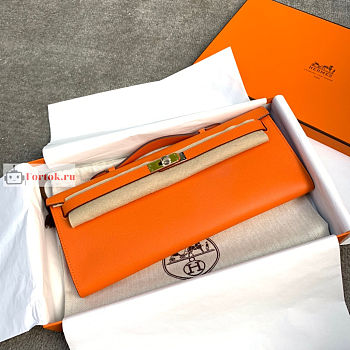 Hermes Kelly Cut Clutch Epsom Leather Orange 31x13x2.5cm