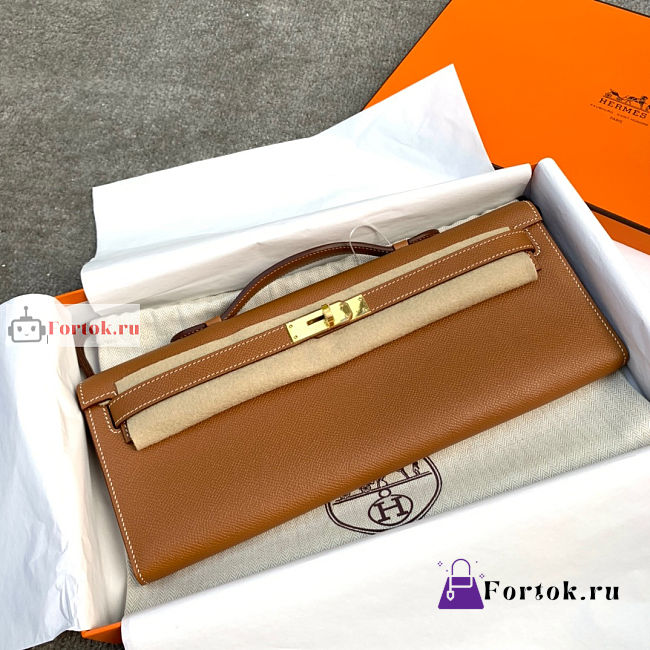 Hermes Kelly Cut Clutch Epsom Leather Brown 31x13x2.5cm - 1