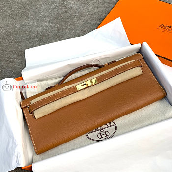 Hermes Kelly Cut Clutch Epsom Leather Brown 31x13x2.5cm