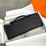 Hermes Kelly Cut Clutch Epsom Silver-Metal Leather Black 31x13x2.5cm - 6
