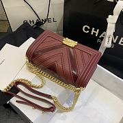 Chanel Medium Chevron Mix Leather Flap Boy Bag Red A67086 25x16x9cm - 5