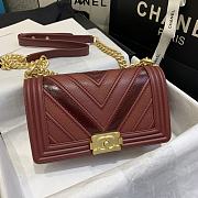 Chanel Medium Chevron Mix Leather Flap Boy Bag Red A67086 25x16x9cm - 4