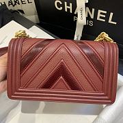 Chanel Medium Chevron Mix Leather Flap Boy Bag Red A67086 25x16x9cm - 3