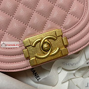 Chanel Small Boy Messenger Bag In Leather Pink AS3350 12.5×18×6cm - 6
