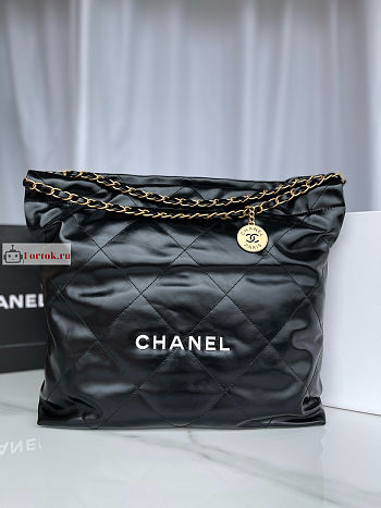 Chanel 22 Handbag Calfskin Leather Black AS3261 38×42×8cm