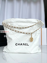 Chanel 22 Handbag Calfskin Leather Black Logo White AS3261 38×42×8cm - 1