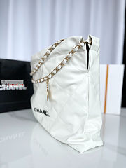 Chanel 22 Handbag Calfskin Leather Black Logo White AS3261 38×42×8cm - 6