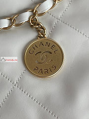 Chanel 22 Handbag Calfskin Leather Black Logo White AS3261 38×42×8cm - 4