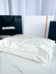 Chanel 22 Handbag Calfskin Leather Gold Logo White AS3261 38×42×8cm - 5