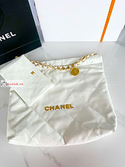 Chanel 22 Handbag Calfskin Leather Gold Logo White AS3261 38×42×8cm - 4