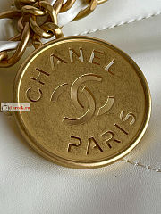 Chanel 22 Handbag Calfskin Leather Gold Logo White AS3261 38×42×8cm - 2