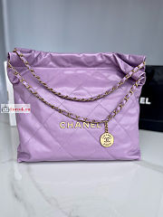 Chanel 22 Handbag Calfskin Leather Purple AS3261 38×42×8cm - 1