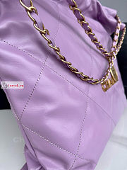 Chanel 22 Handbag Calfskin Leather Purple AS3261 38×42×8cm - 6
