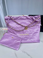Chanel 22 Handbag Calfskin Leather Purple AS3261 38×42×8cm - 3