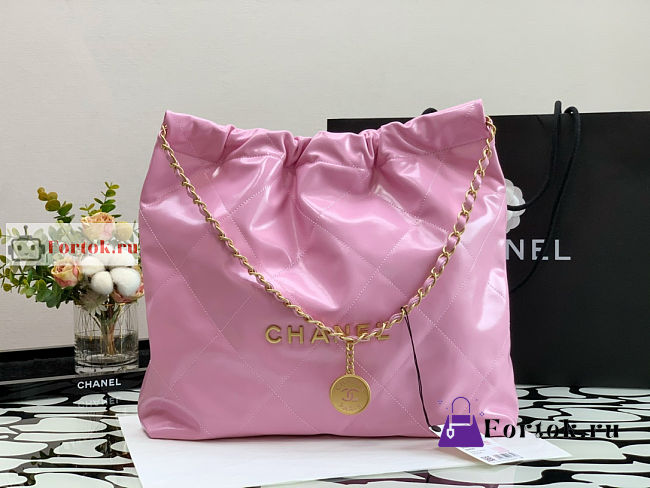 Chanel 22 Handbag Calfskin Leather Pink AS3261 38×42×8cm - 1